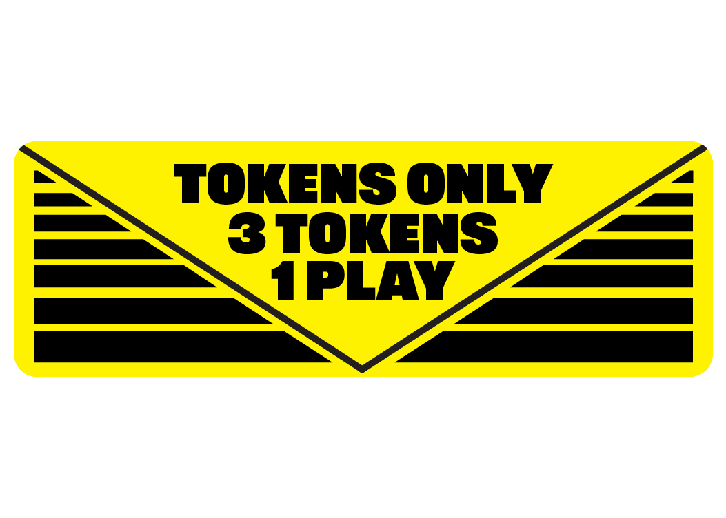 Tokens Only 3 tokens 1 play arcade pinball pool game machine decal sticker