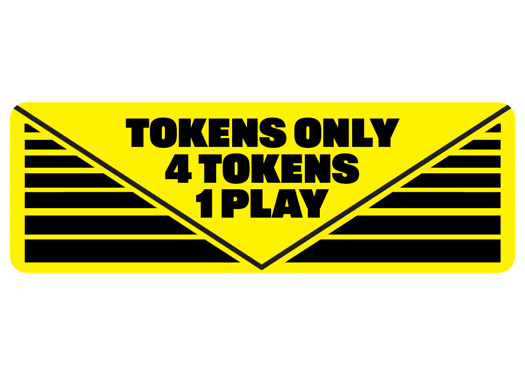Tokens Only 4 tokens 1 play arcade pinball pool game machine decal sticker